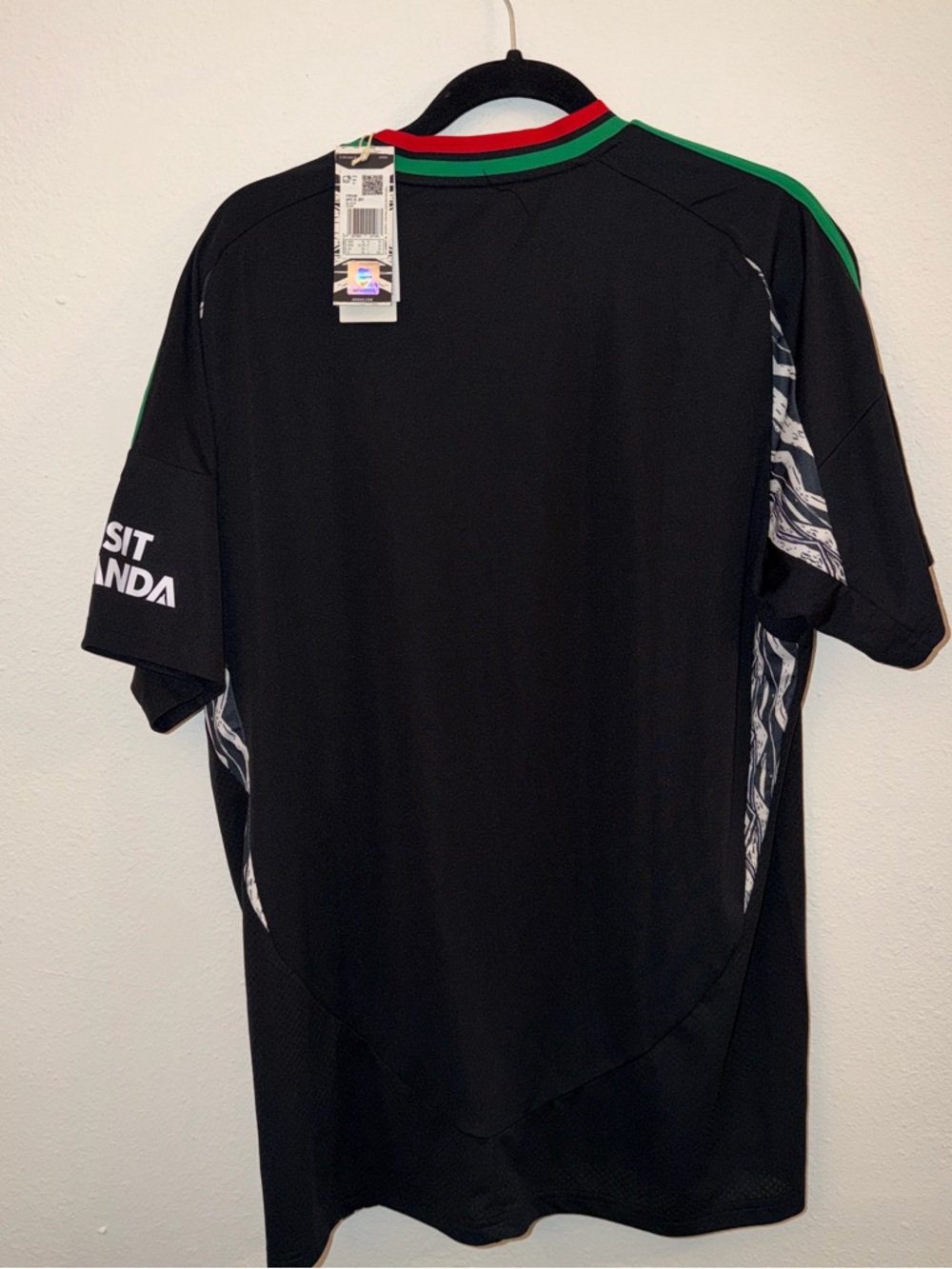 adidas Black Men's Soccer Jersey with Red and Green Accents - Picture 2 of 2